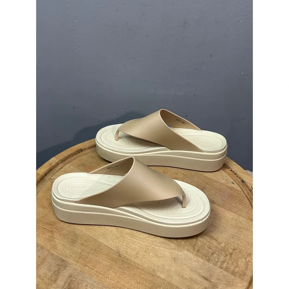 Crocs Platform Flip Women Size 10 Bone LiteRide 360 Sandal Sporty Casual